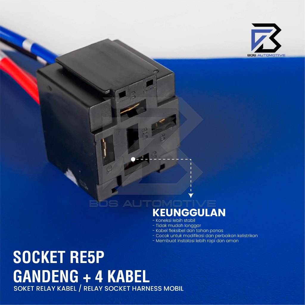 Soket Relay RE5P Gandeng / Socket Cable Relay / Rumah Relay Bangku kaki 4 pin & Kaki 5 Pin Untuk Klakson dan Lampu - foto-produk-3