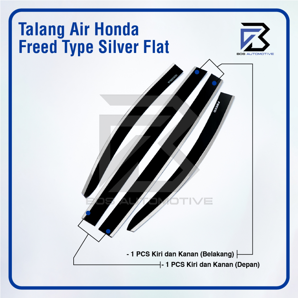 Talang Air Pintu List Silver Chrome Mobil Honda Freed Model Flat Rata 4 pintu - foto-produk-4