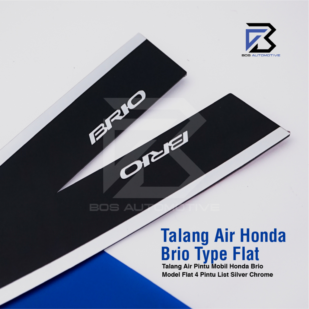 Talang Air Pintu List Silver Chrome Mobil Honda Brio Lama 2012 - 2017 Model Flat Rata 4 Pintu - foto-produk-1