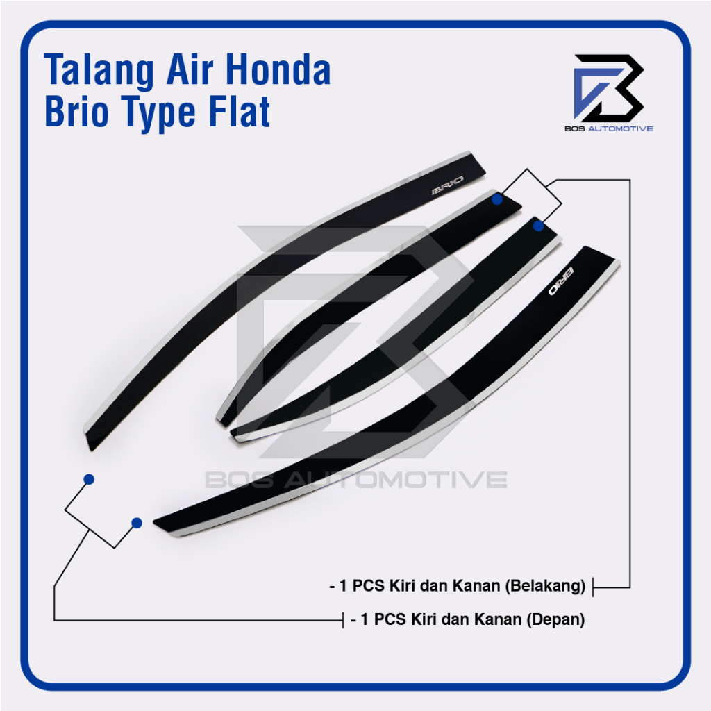 Talang Air Pintu List Silver Chrome Mobil Honda Brio Lama 2012 - 2017 Model Flat Rata 4 Pintu - foto-produk-4