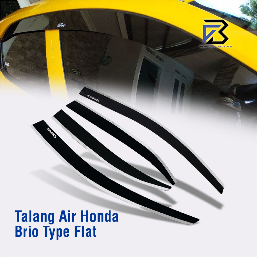 Talang Air Pintu List Silver Chrome Mobil Honda Brio Lama 2012 - 2017 Model Flat Rata 4 Pintu - foto-produk-5