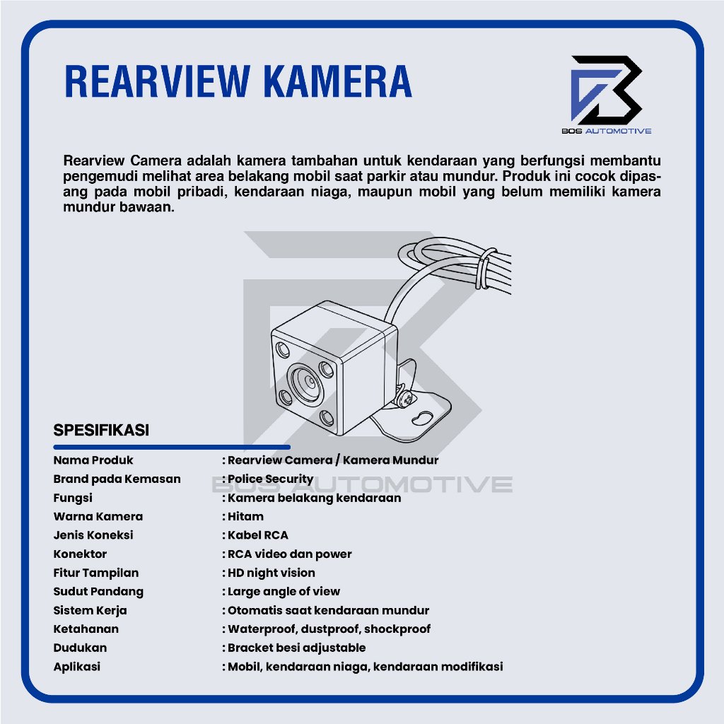 Kamera Mundur Parkir Mobil Police Kotak Parkir CCD LED Universal Berkualitas - foto-produk-2