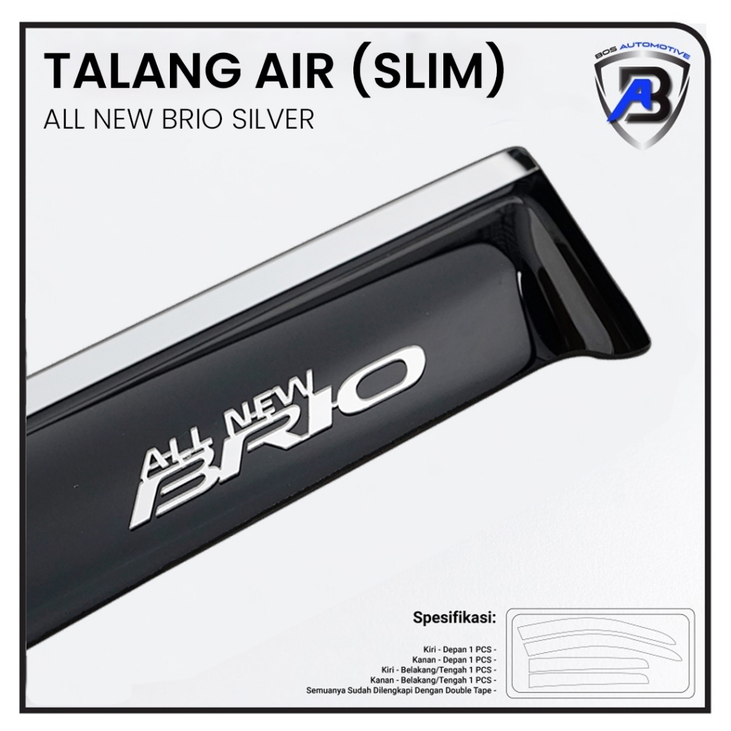 Talang Air Pintu List Silver Chrome Mobil All New Brio 2018 - 2024 Model Slim 4 Pintu - foto-variasi-2