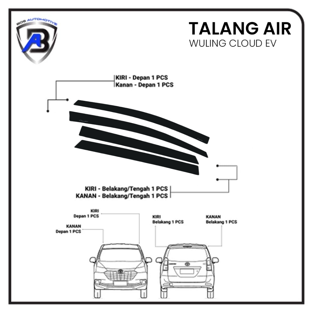 Talang Air Pintu Mobil Wuling Cloud EV 2024 Model Flat Rata 4 Pintu - foto-produk-1