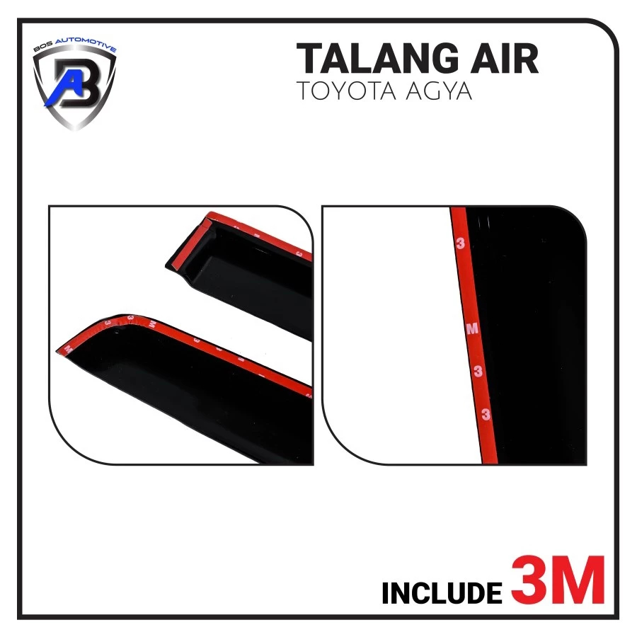 Talang Air Pintu List Silver Chrome Mobil Toyota Agya 2013 - 2020 Model Flat Rata 4 Pintu - foto-produk-3