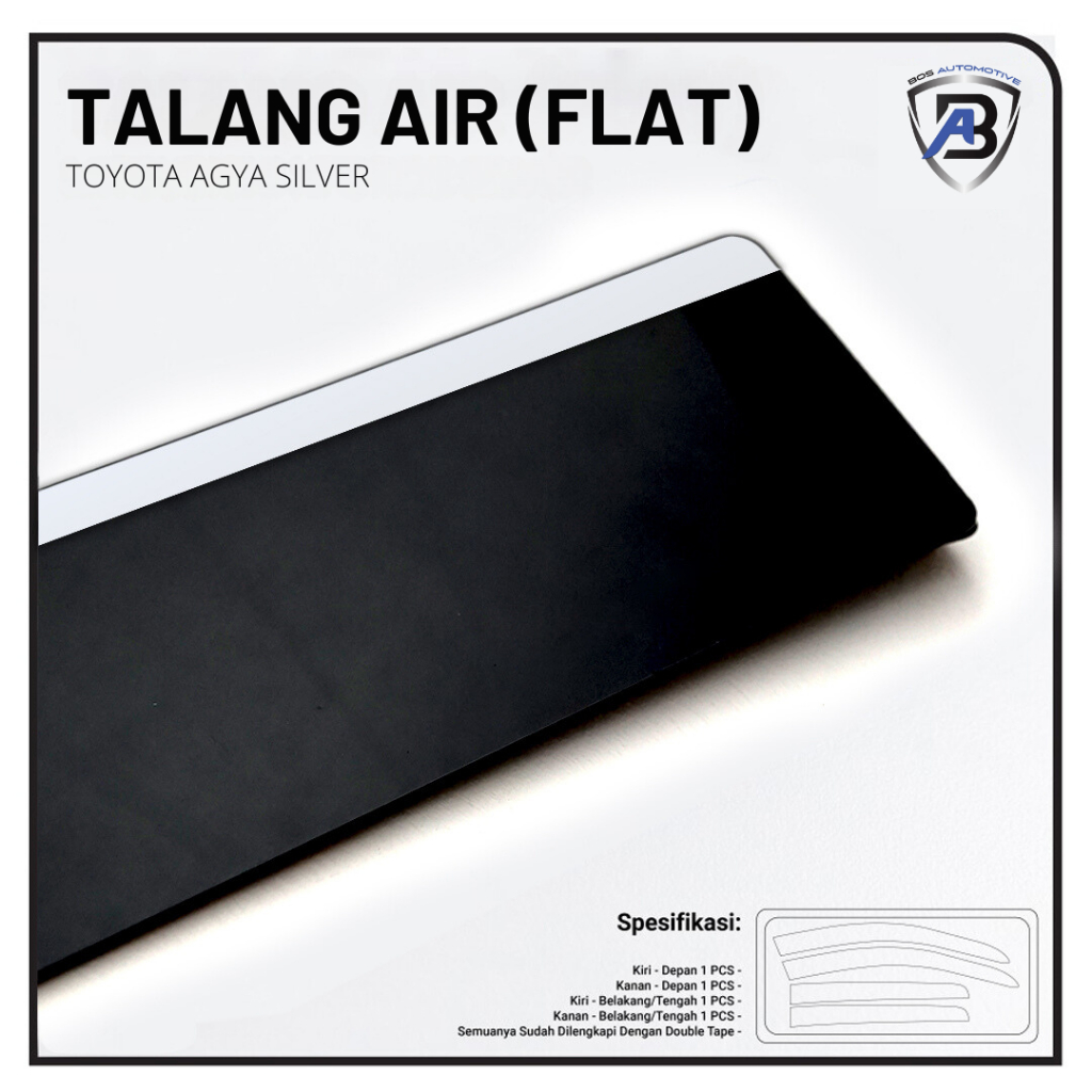 Talang Air Pintu List Silver Chrome Mobil Toyota Agya 2013 - 2020 Model Flat Rata 4 Pintu