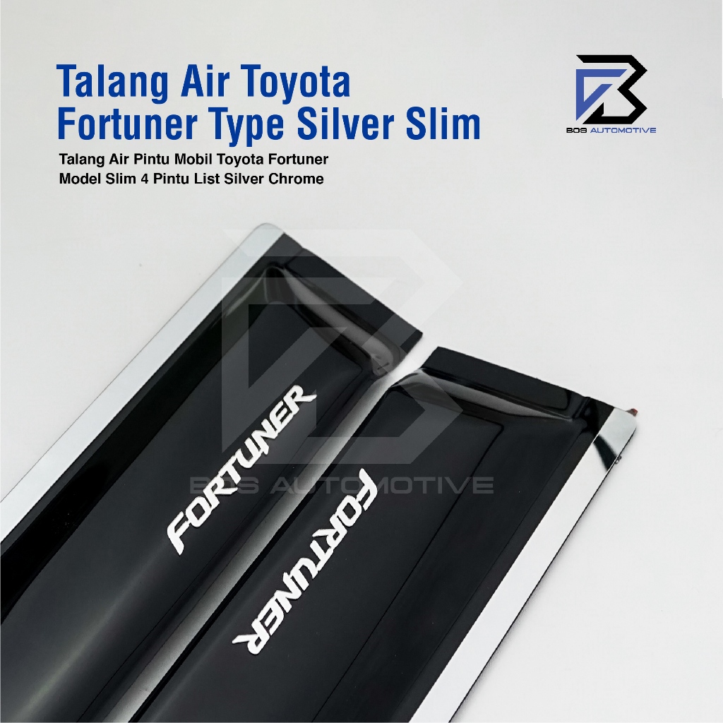 Talang Air Pintu List Silver Mobil Toyota Fortuner Lama 2004 â€“ 2015 Model Slim 4 Pintu - foto-produk-1