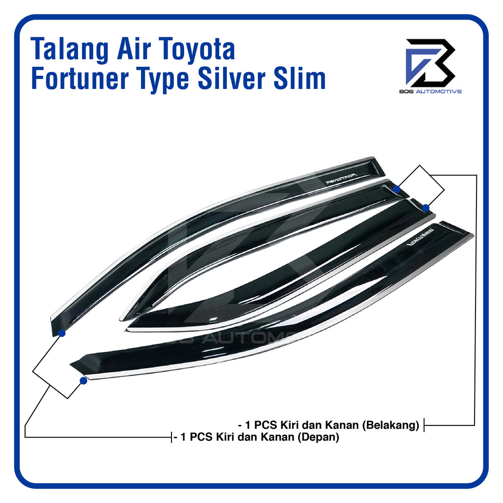 Talang Air Pintu List Silver Mobil Toyota Fortuner Lama 2004 â€“ 2015 Model Slim 4 Pintu - foto-produk-3