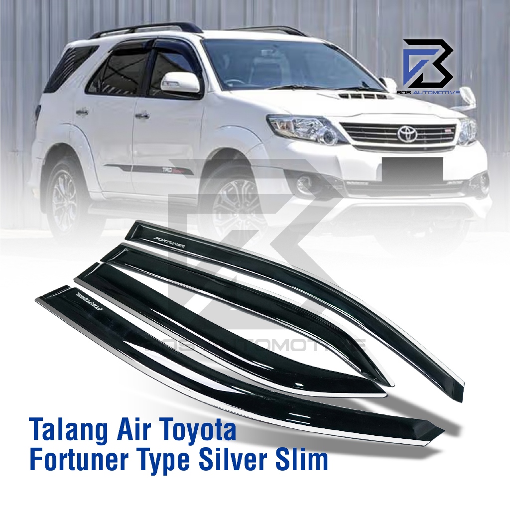 Talang Air Pintu List Silver Mobil Toyota Fortuner Lama 2004 â€“ 2015 Model Slim 4 Pintu - foto-produk-4