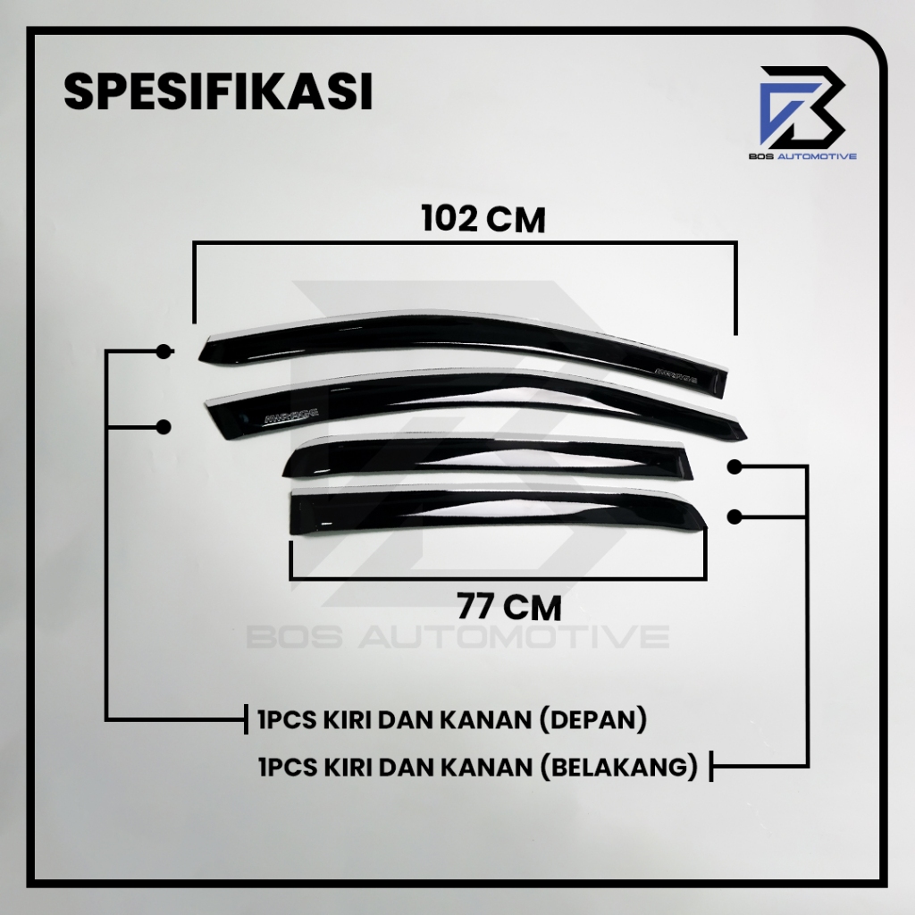 Talang Air Pintu List Silver Mobil Mitsubishi Mirage 2012 â€“ 2020 Model Slim 4 Pintu - foto-produk-2