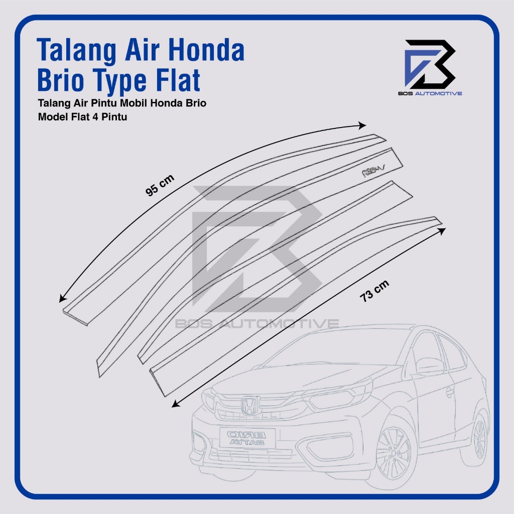 Talang Air Pintu Mobil Honda Brio Lama 2012 - 2017 Model Flat Rata 4 Pintu - foto-produk-2