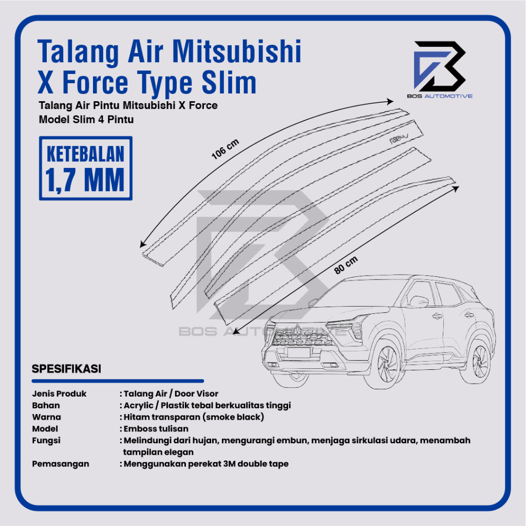 Talang Air Pintu Mobil Mitsubishi Xforce 2023 - 2024 Model Slim 4 Pintu - foto-produk-2