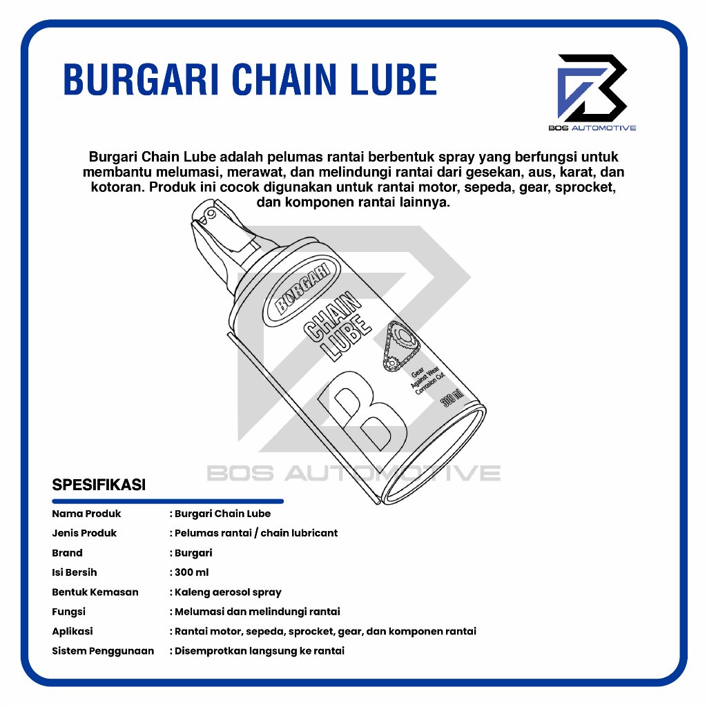 BURGARI CHAIN LUBE PELUMAS RANTAI MINYAK RANTAI CHAIN LUBE 300 ML - foto-produk-2