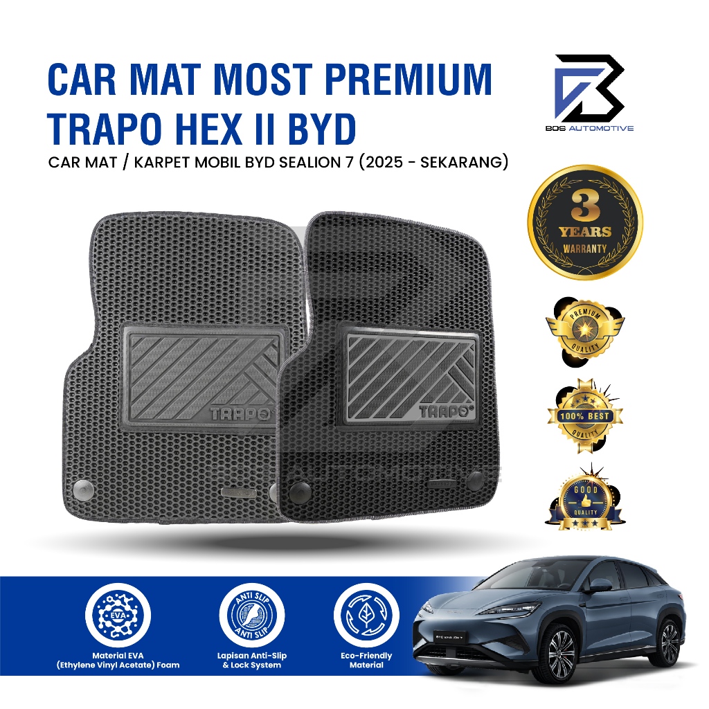 Karpet Mobil BYD SEALION 7 2025 - Sekarang Fullset Anti Slip - Car Mats Trapo Hex II Original - foto-sampul