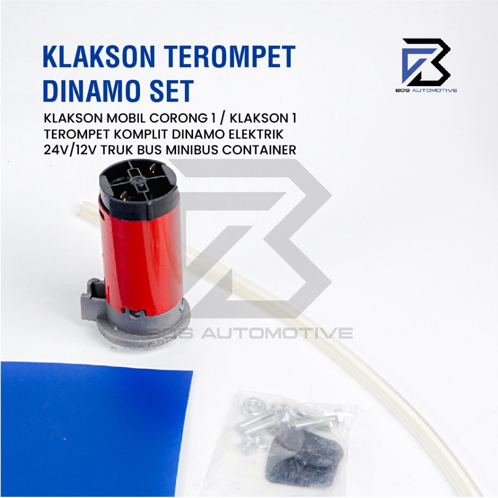 Klakson Mobil Corong 1 Terompet Dengan Dinamo Elektrik 24V 12V Truk Bus Minibus Container - foto-produk-3