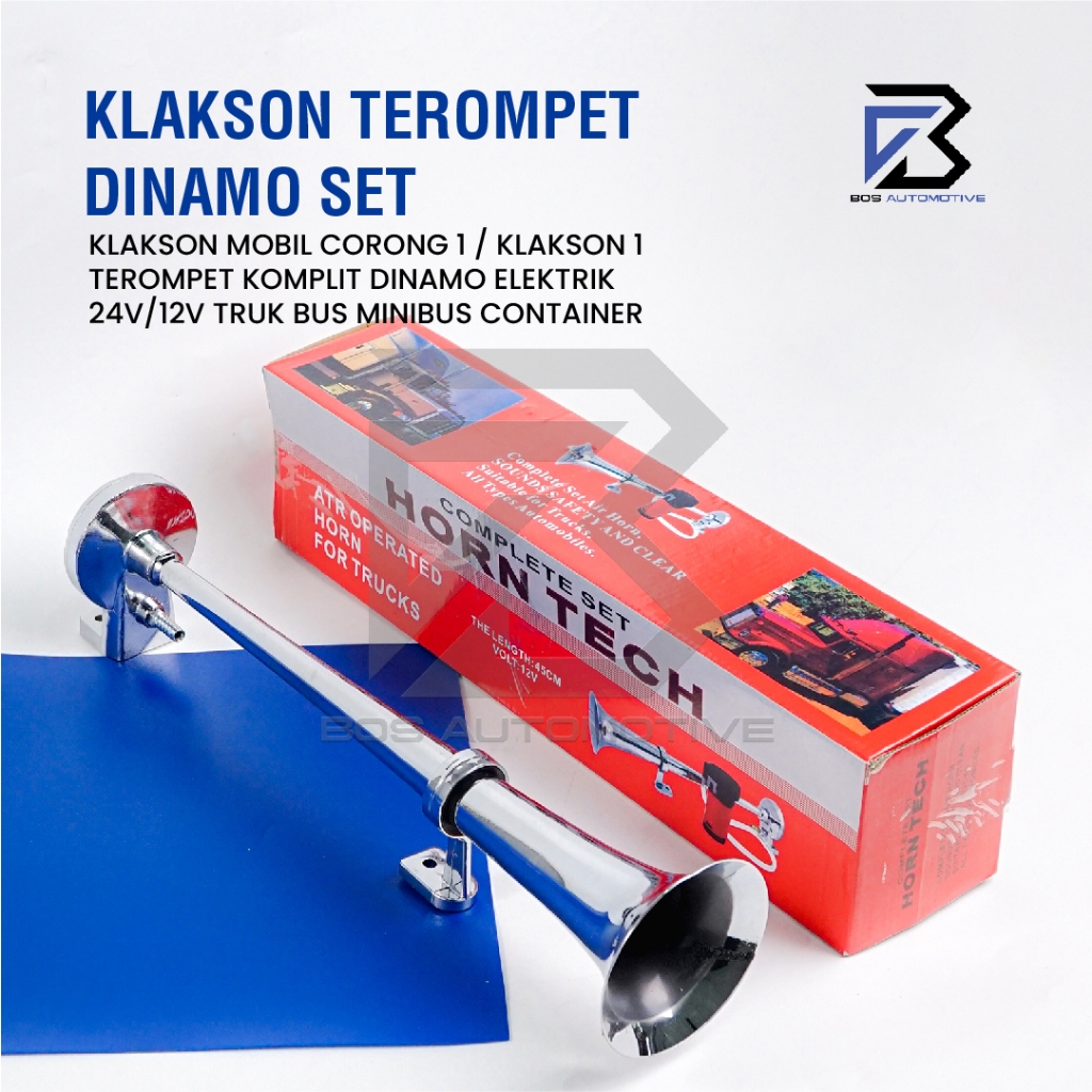 Klakson Mobil Corong 1 Terompet Dengan Dinamo Elektrik 24V 12V Truk Bus Minibus Container - foto-produk-4
