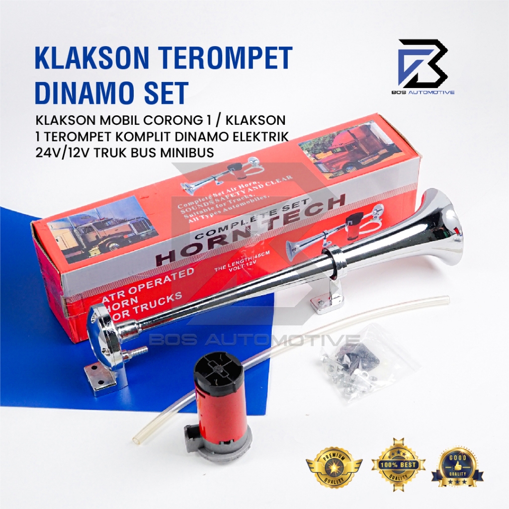Klakson Mobil Corong 1 Terompet Dengan Dinamo Elektrik 24V 12V Truk Bus Minibus Container