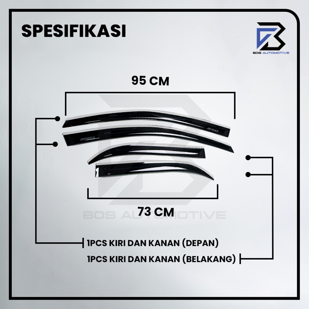 Talang Air Pintu List Silver Mobil Honda Brio Lama 2012 - 2017 Model Slim 4 Pintu Berkualitas - foto-produk-2
