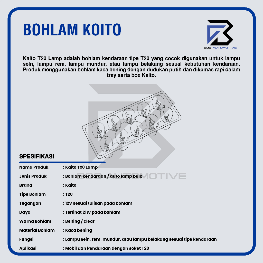 Bohlam KOITO T20 K2 Tancap Colok 12V 5W Lampu Rem Tancap Colok Kaki 2 Stop Lamp Mobil - foto-produk-2