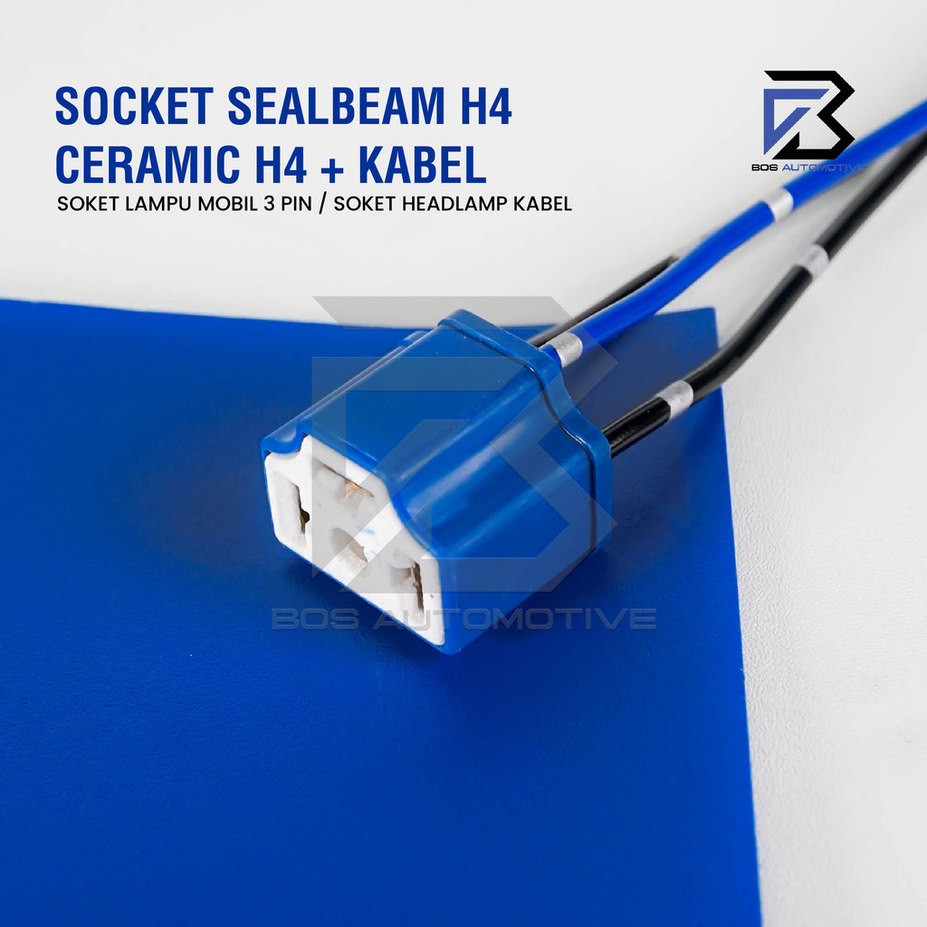 Socket Seal Beam Ceramic / Soket Sealbeam Bohlam H4 / Rumah Lampu Mobil Motor H4 Keramik - foto-produk-1