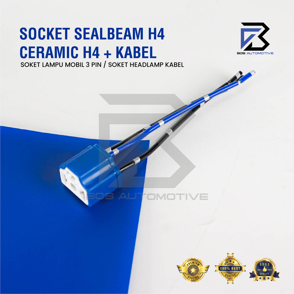 Socket Seal Beam Ceramic / Soket Sealbeam Bohlam H4 / Rumah Lampu Mobil Motor H4 Keramik - foto-variasi-1