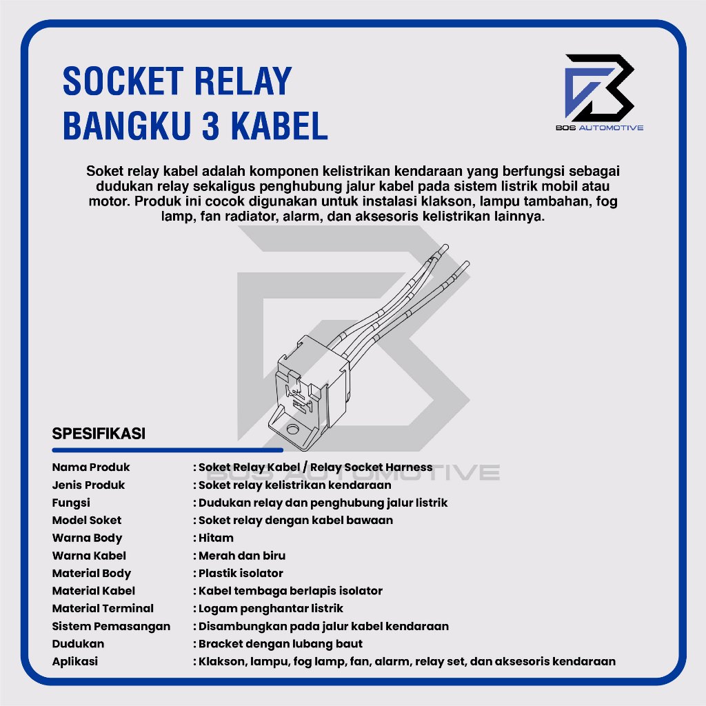 Socket Cable Relay Gandeng / Soket Relay Bangku / Rumah Relay Susun / Duduk / Kaki 4 Pin Untuk Klakson & Lampu (4 Kabel) - foto-produk-2