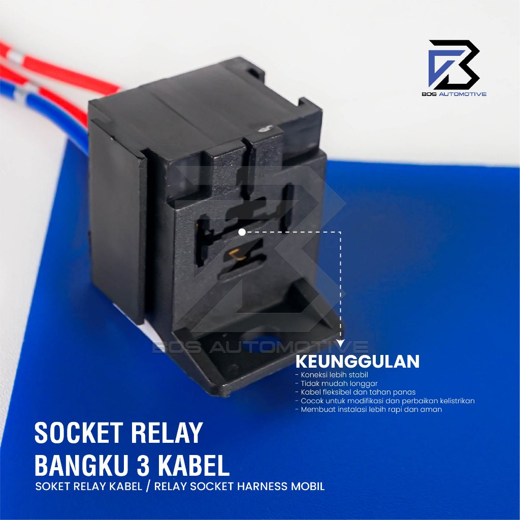 Socket Cable Relay Gandeng / Soket Relay Bangku / Rumah Relay Susun / Duduk / Kaki 4 Pin Untuk Klakson & Lampu (4 Kabel) - foto-produk-3