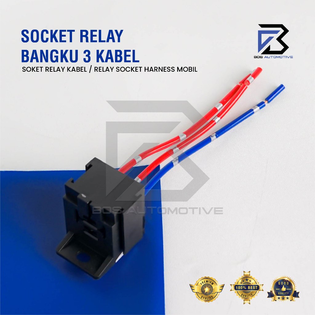 Socket Cable Relay Gandeng / Soket Relay Bangku / Rumah Relay Susun / Duduk / Kaki 4 Pin Untuk Klakson & Lampu (4 Kabel)