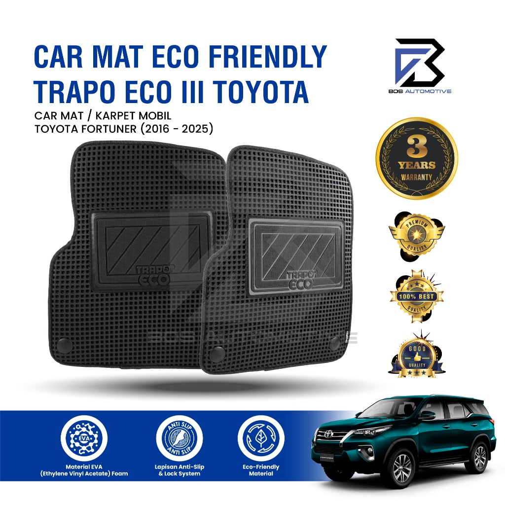 Karpet Mobil TOYOTA FORTUNER 2016 - Sekarang Fullset Premium Anti Slip - Car Mats Trapo Eco III Original