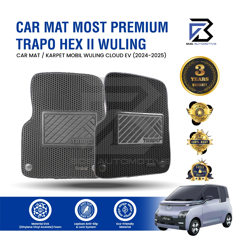 Karpet Mobil WULING CLOUD EV (2024 - Sekarang) - Karpet Mobil Fullset Premium Anti Slip - Carmat Trapo Hex II Original