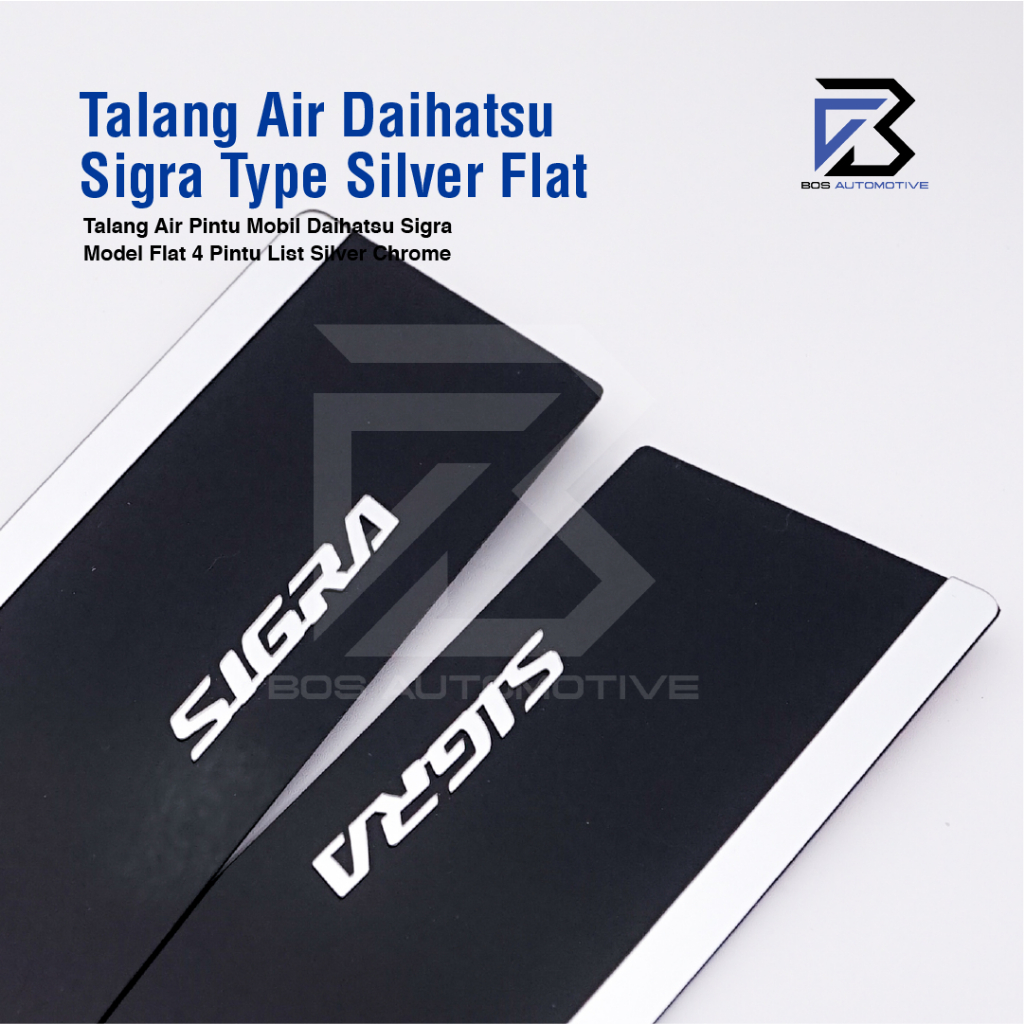 Talang Air Pintu List Silver Chrome Mobil Daihatsu Sigra 2016 - 2020 Model Flat Rata 4 Pintu - foto-produk-1
