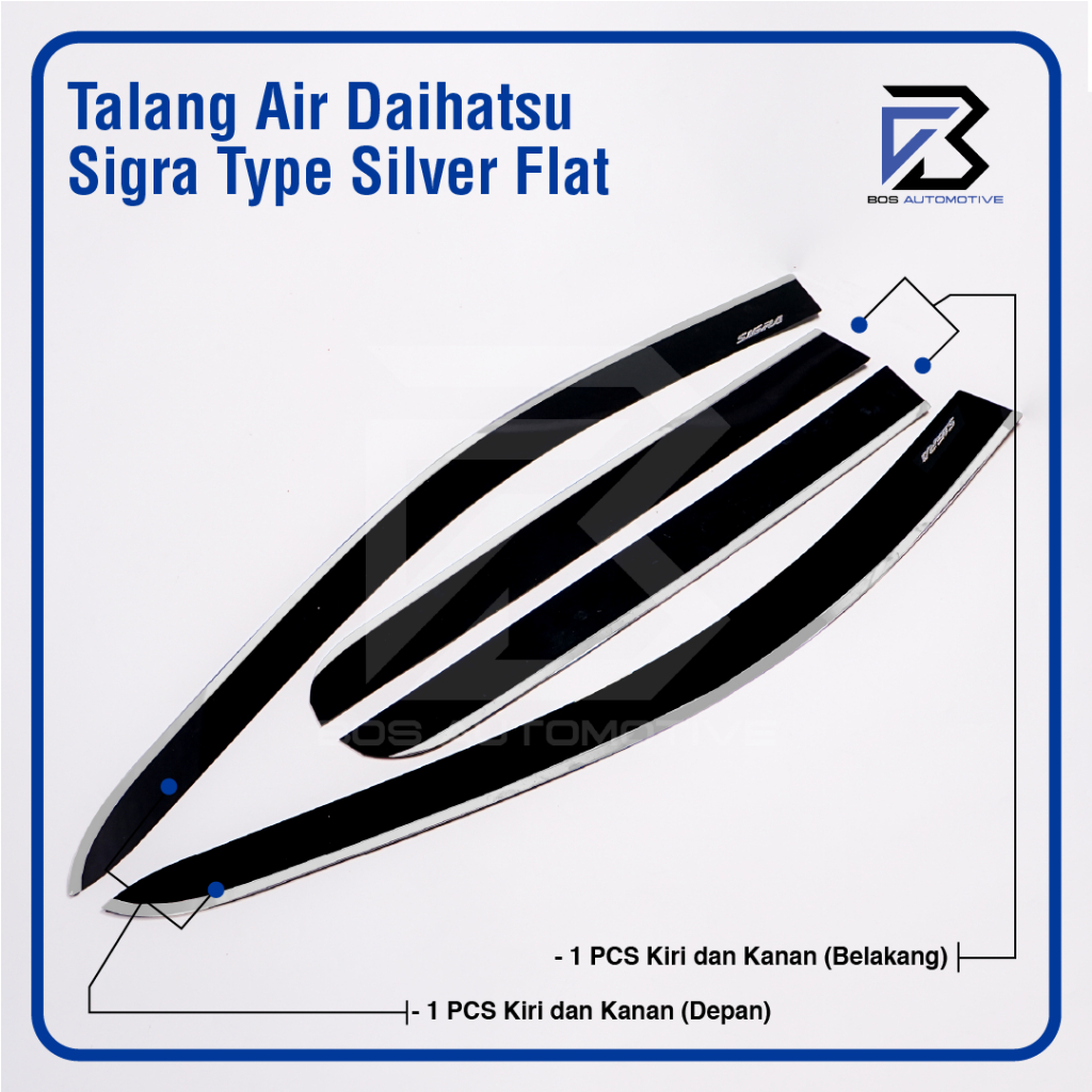 Talang Air Pintu List Silver Chrome Mobil Daihatsu Sigra 2016 - 2020 Model Flat Rata 4 Pintu - foto-produk-4