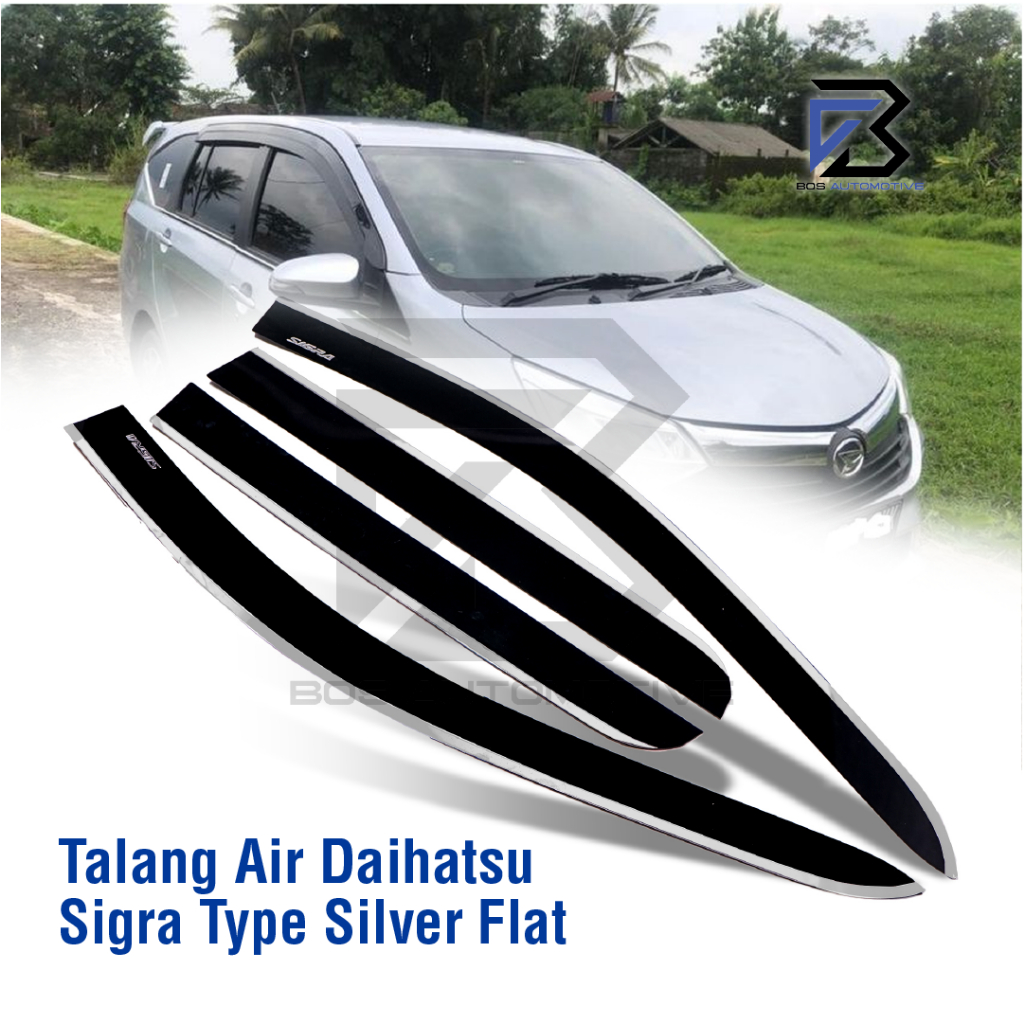 Talang Air Pintu List Silver Chrome Mobil Daihatsu Sigra 2016 - 2020 Model Flat Rata 4 Pintu - foto-produk-5
