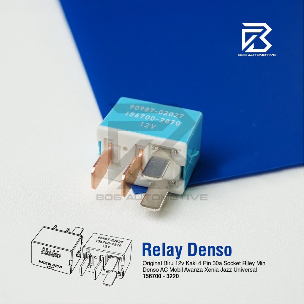 Relay DENSO Original Biru 12v Kaki 4 Pin 30a Socket Riley Mini DENSO AC Mobil AVANZA XENIA JAZZ - foto-produk-1