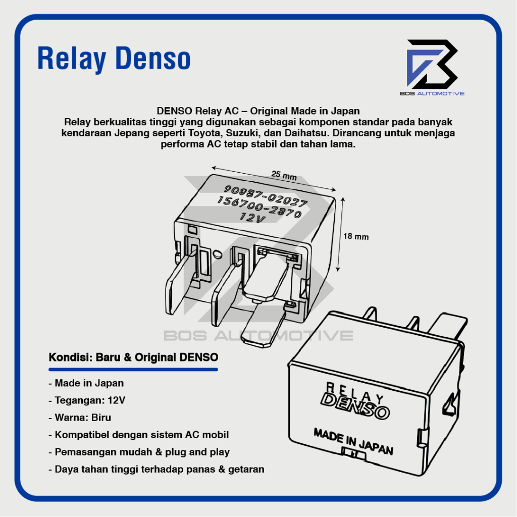 Relay DENSO Original Biru 12v Kaki 4 Pin 30a Socket Riley Mini DENSO AC Mobil AVANZA XENIA JAZZ - foto-produk-2