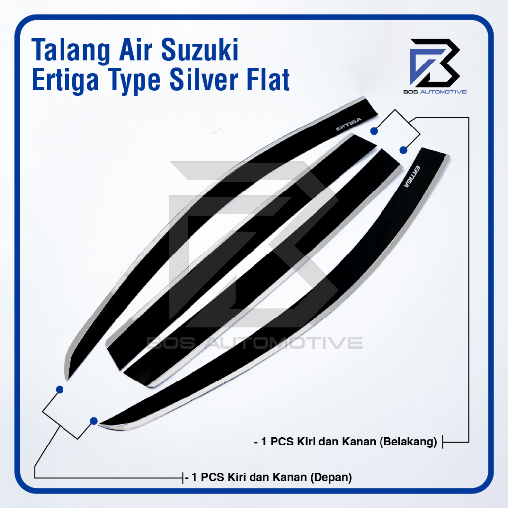 Talang Air Pintu List Silver Chrome Mobil Suzuki Ertiga 2012 â€“ 2016 Model Flat Rata 4 Pintu - foto-produk-4