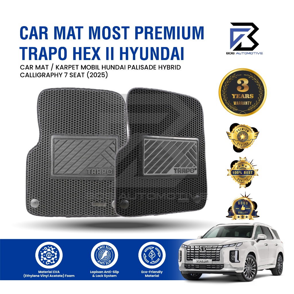 Karpet Mobil PALISADE HYBRID Caligraphy 7 Seat ( 2025 - Sekarang) - Karpet Mobil Fullset Premium Anti Slip - Carmat Trapo Hex II Original - foto-sampul