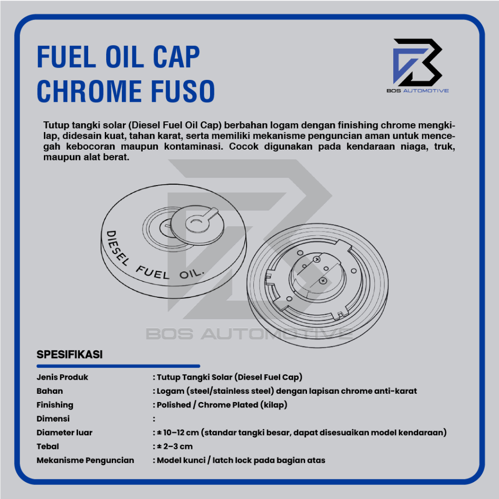 Tutup Tangki Bensin Mobil Tutup Tengki Minyak Bahan Bakar Solar Mitsubishi FUSO FM / PS190 / PS220 - foto-produk-2