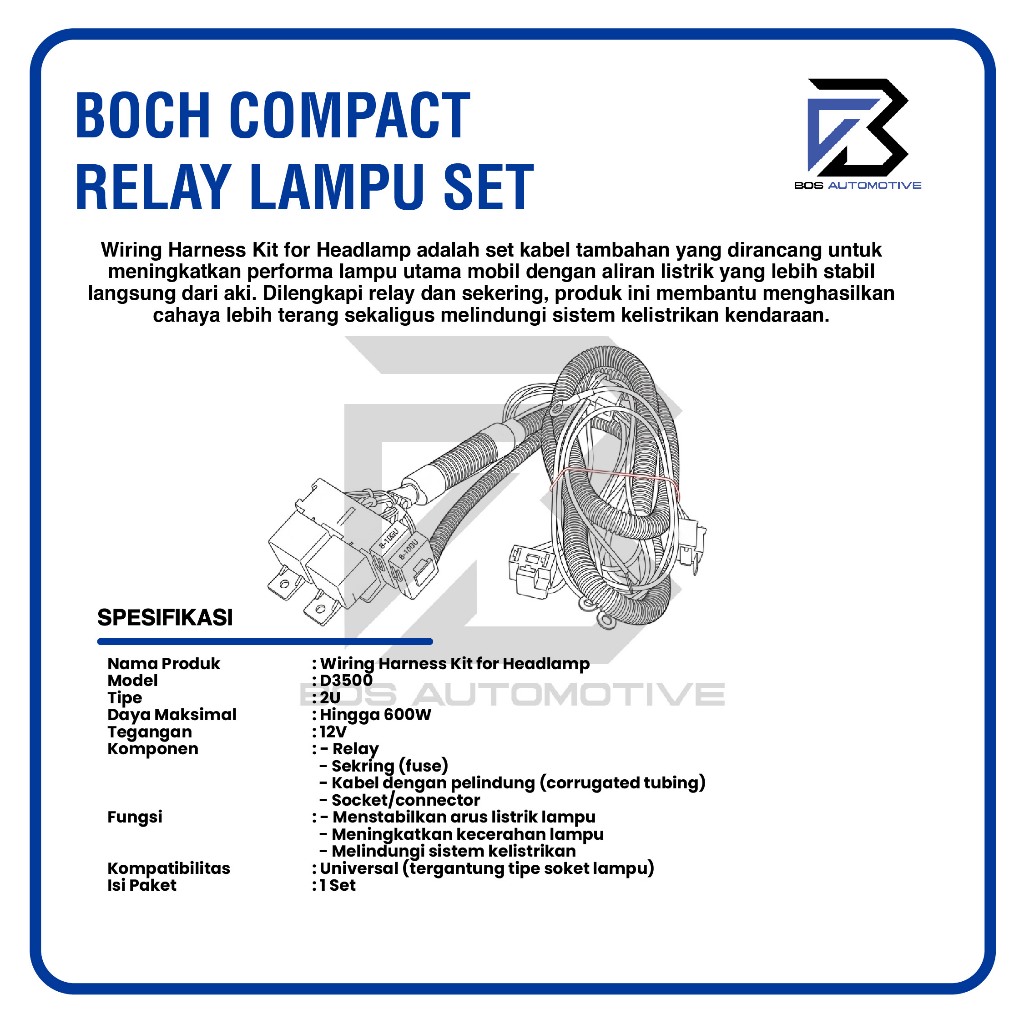 [COMPACT] Kabel Relay Set Lampu H4 Mobil D3500 2 Relay 12v Untuk 2 Lampu Utama Mobil Universal - foto-produk-2