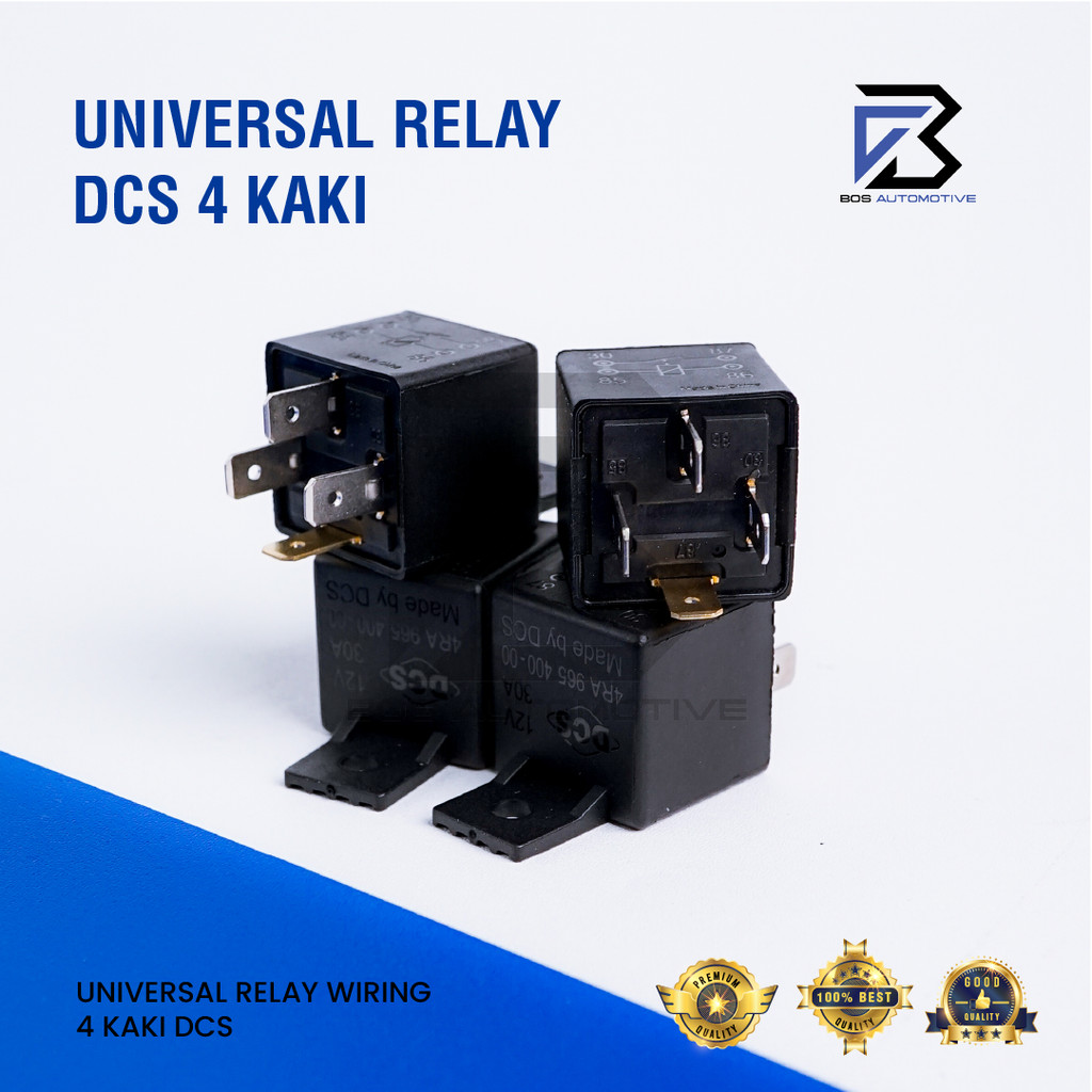 Relay DCS Hitam Kaki 4 Pin 12V 30 Ampere Untuk Klakson Lampu Mobil Motor Original