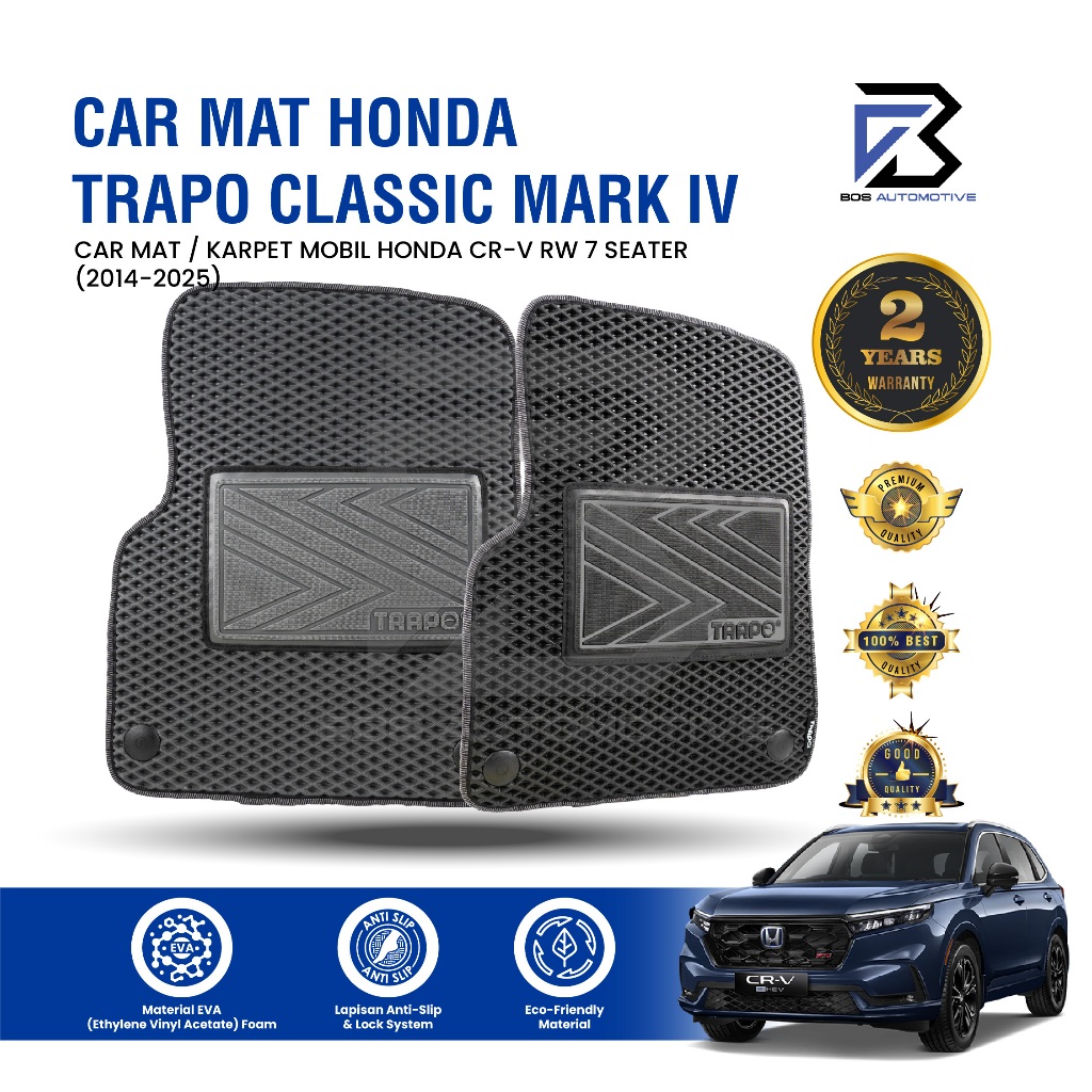 Karpet Mobil HONDA CRV CR-V RW 7 Seater (2017 - Sekarang) Fullset Premium Anti Slip - Carmat Trapo Classic Mark IV Original - foto-sampul