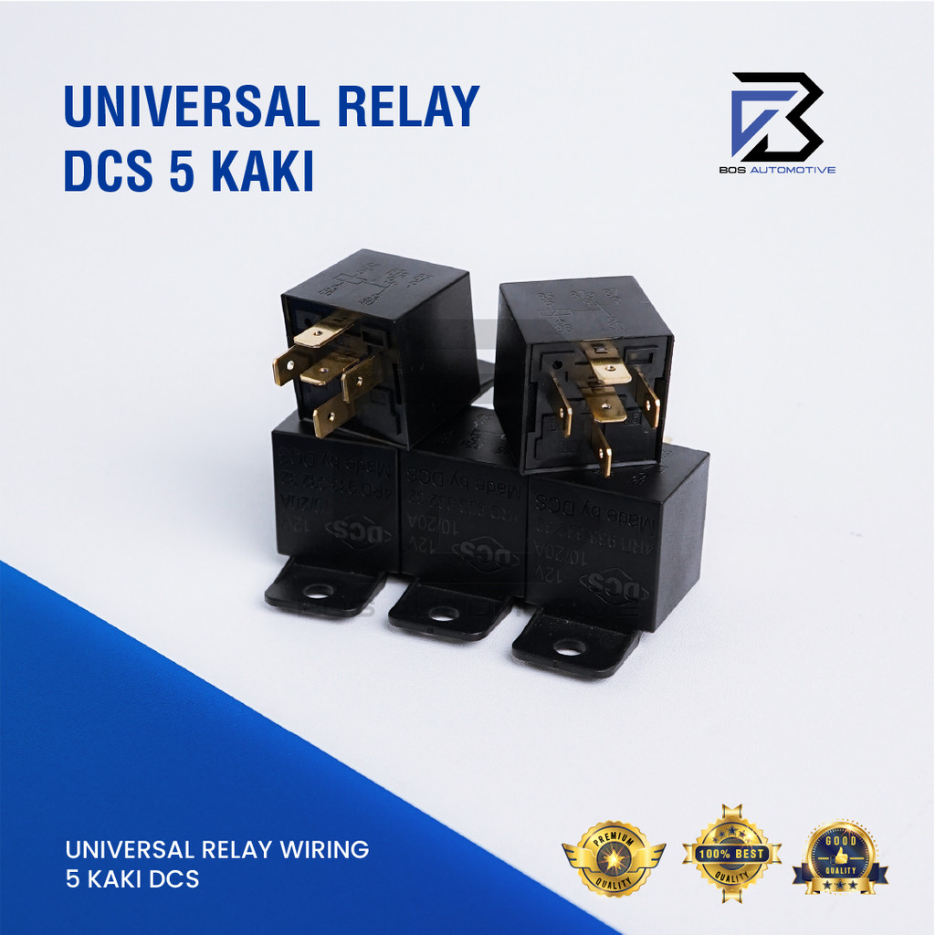 Relay DCS Hitam Transparan Kaki 5 Pin 87a Pemutus Arus 12v 10/20a Untuk Klakson Lampu Mobil Motor Original