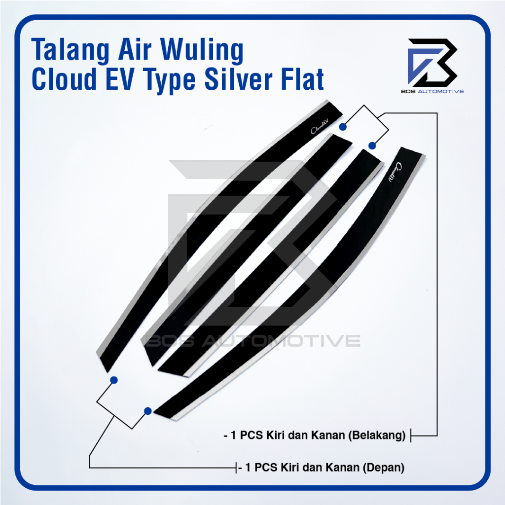 Talang Air Pintu List Silver Chrome Mobil Wuling Cloud EV 2024 Model Flat Rata 4 Pintu - foto-produk-4