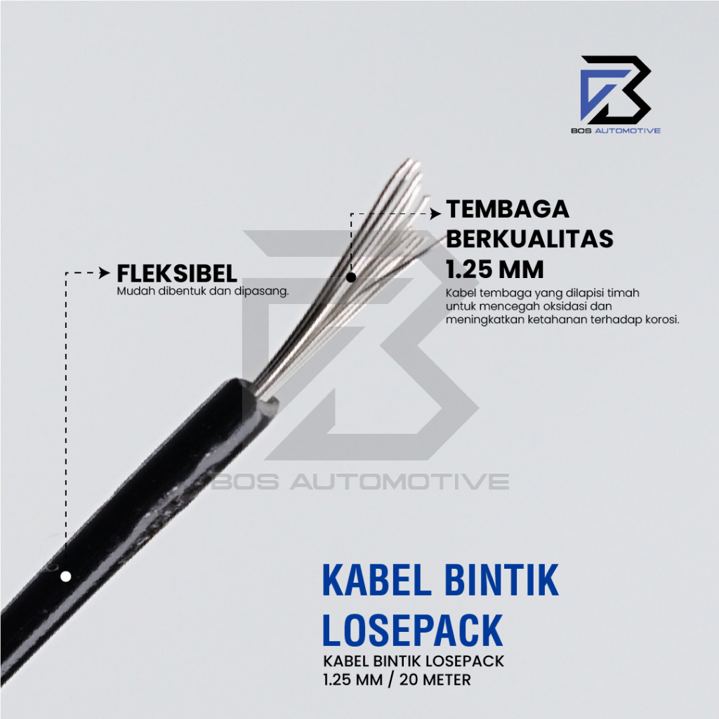 Kabel Bintik AVSS 1.25MM x 20M Kabel Otomotif Body Mobil Motor Serabut Tembaga - foto-produk-1