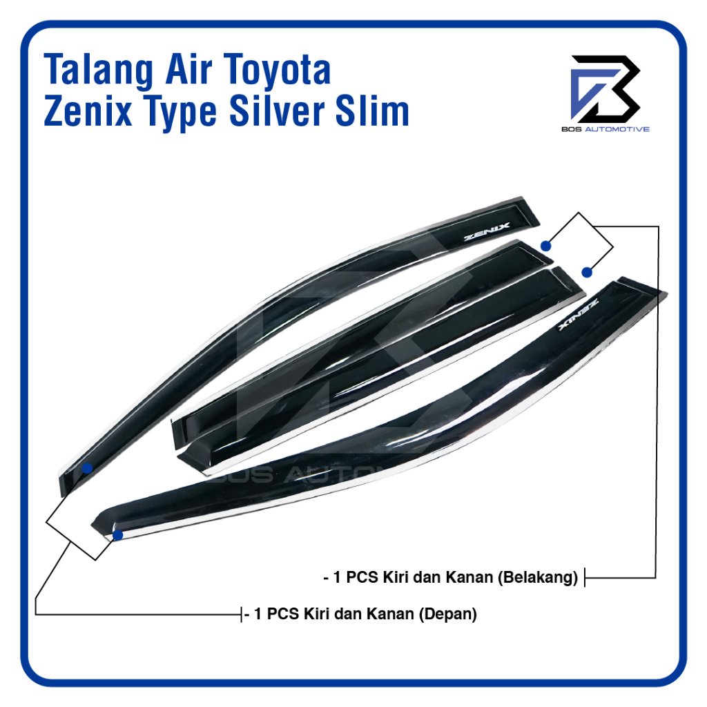 Talang Air Pintu List Silver Chrome Mobil Innova Zenix 2022 â€“ 2025 Model Slim 4 Pintu - foto-produk-3
