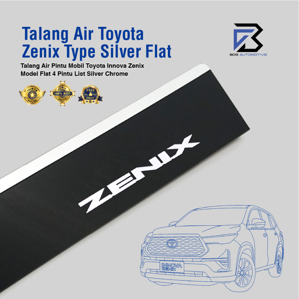 Talang Air Pintu List Silver Chrome Mobil Innova Zenix 2022 â€“ 2025 Model Slim 4 Pintu - foto-variasi-2