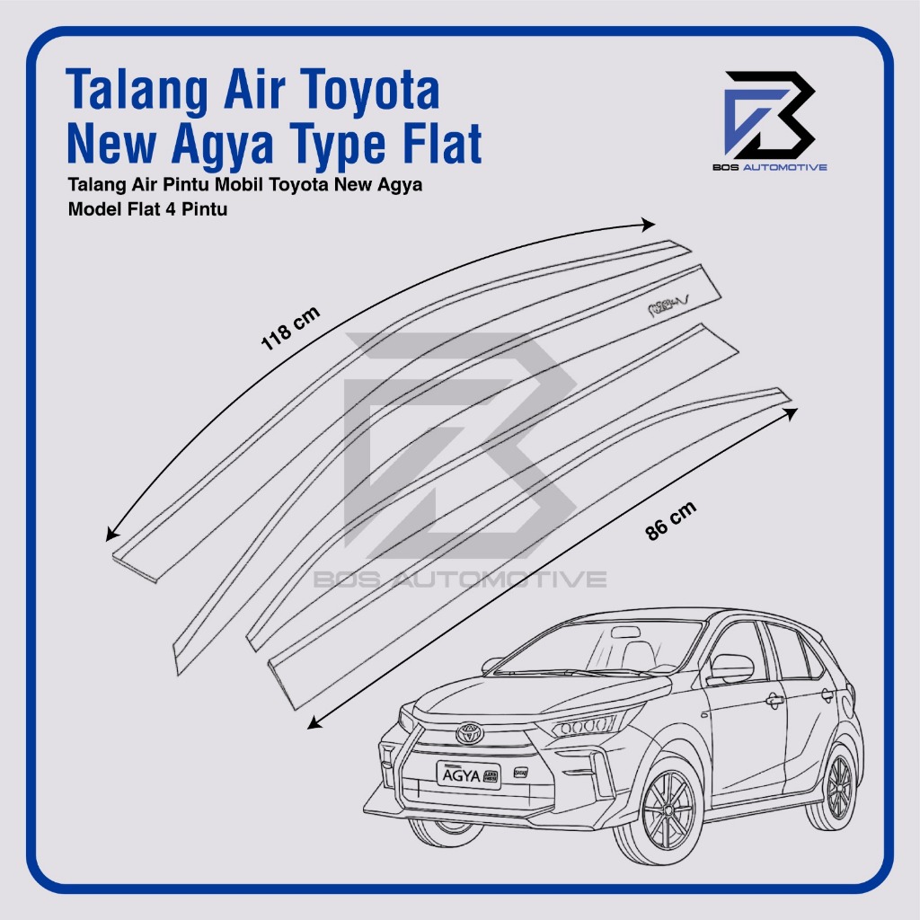 Talang Air Pintu Mobil Toyota New Agya 2022 - 2023 Model Flat Rata 4 Pintu - foto-produk-2