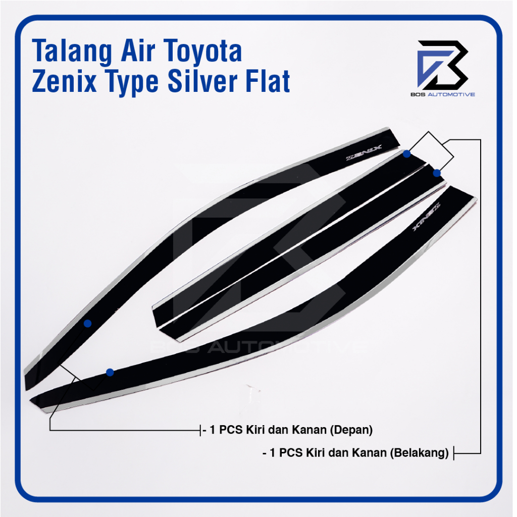 Talang Air Pintu List Miror Silver Chrome Mobil Toyota Innova Zenix Model Flat Rata 4 Pintu - foto-produk-4