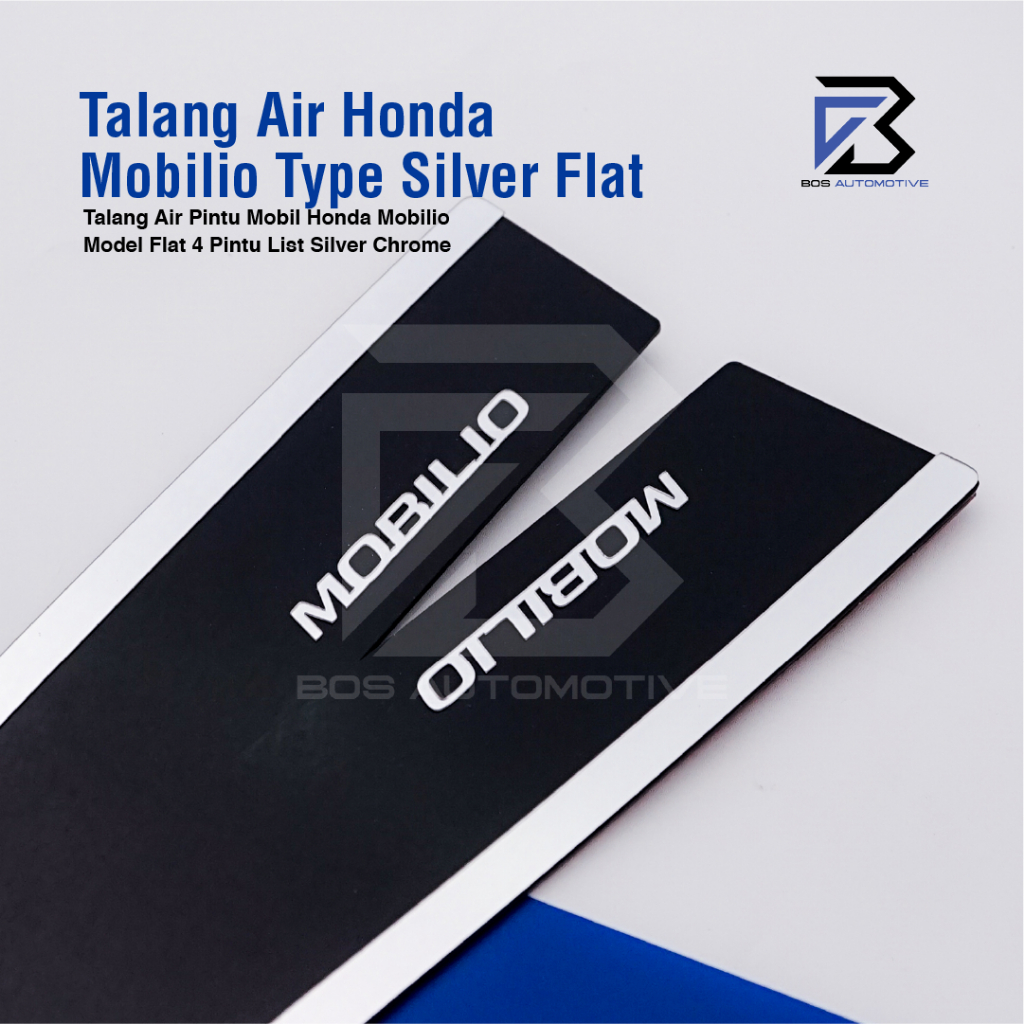 Talang Air Pintu Mobil List Silver Chrome Honda Mobilio 2014 - 2017 Model Flat Rata 4 Pintu - foto-produk-1