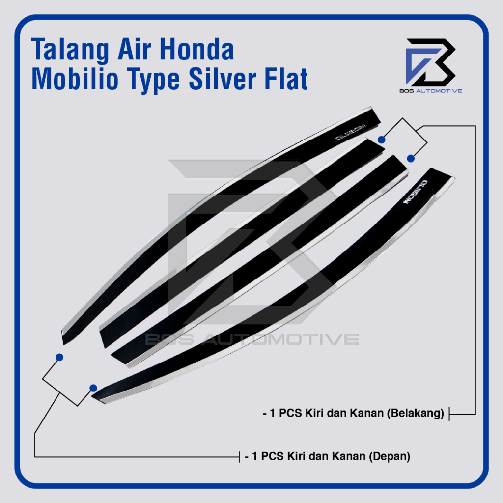 Talang Air Pintu Mobil List Silver Chrome Honda Mobilio 2014 - 2017 Model Flat Rata 4 Pintu - foto-produk-4